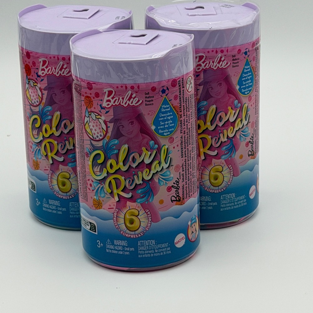 Lot of 3 Barbie Color Reveal Dolls 6 Surprises Sports Series‎ HKT85 New Sealed